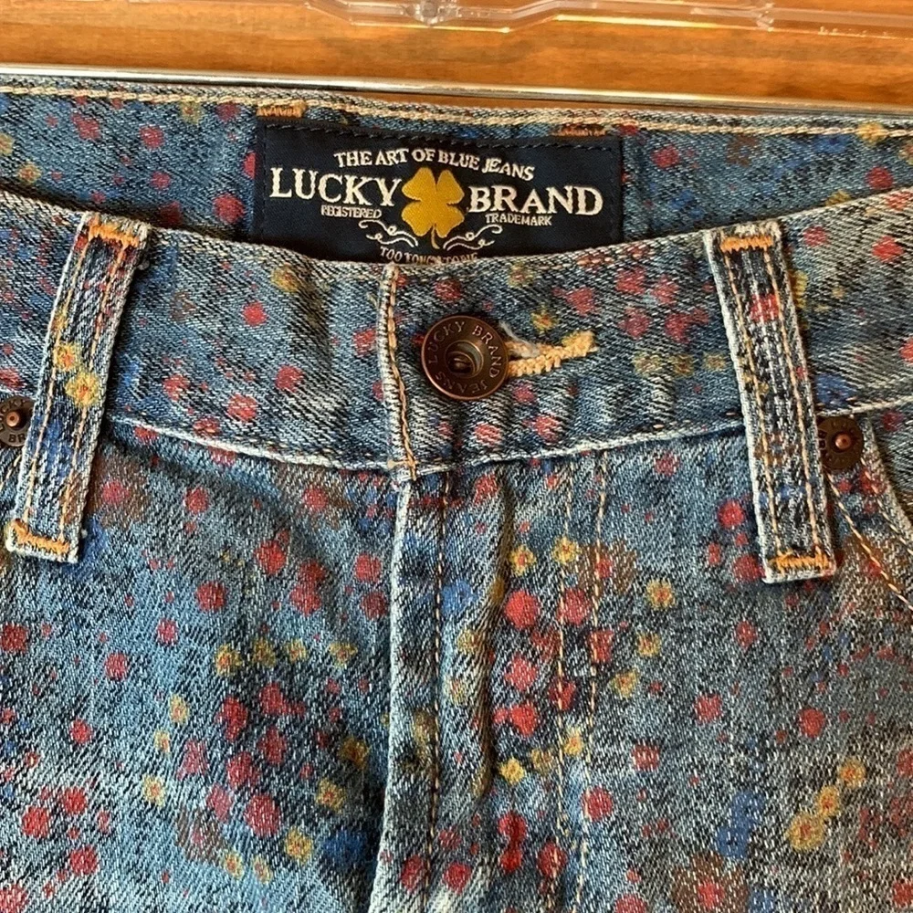 Lucky Brand Abbey Double Roll wildflower paisley print denim jean shorts Size 6